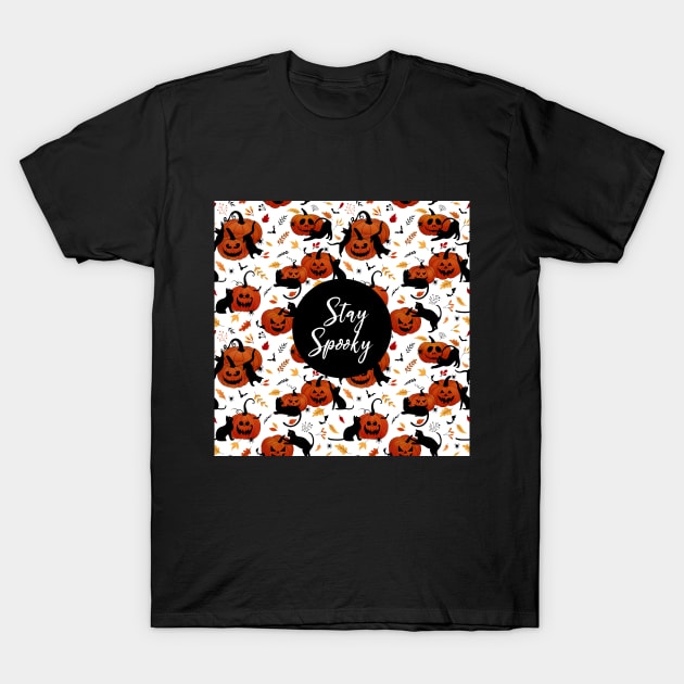 Stay Spooky - cats & pumpkins T-Shirt by Unalome_Designs